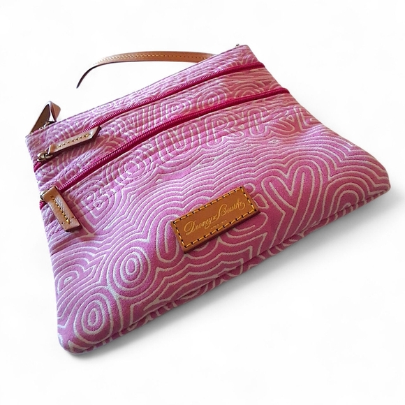 Dooney & Bourke Quilted Double Zip Crossbody – Pink Swirl Logo - Picture 12 of 13